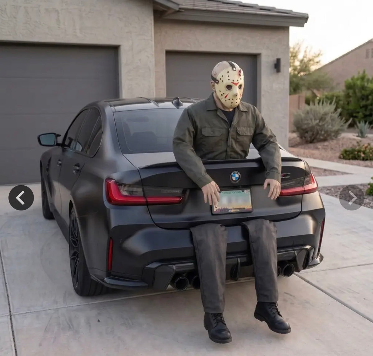 Hockey mask trunk horror prop